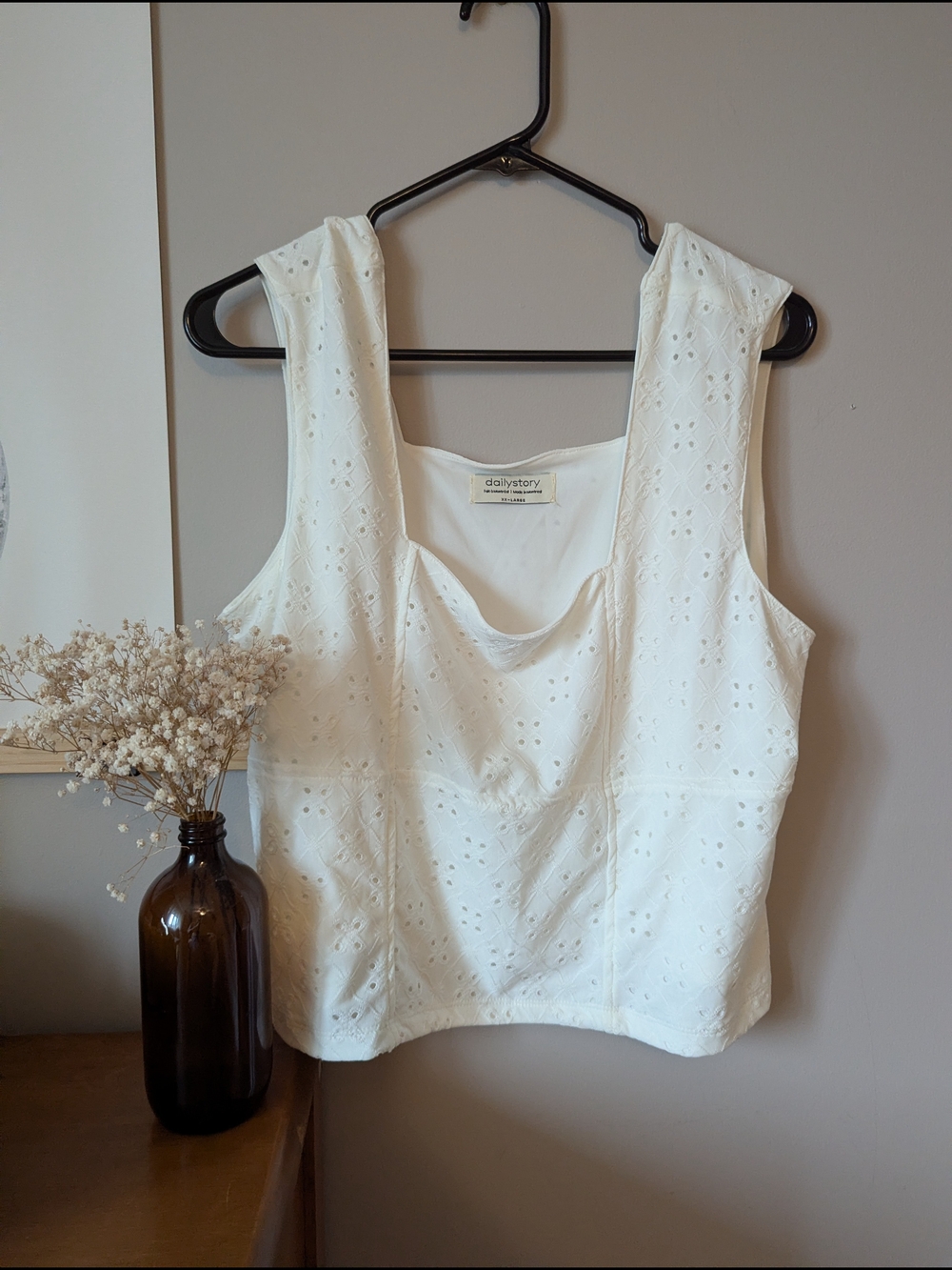 White Eyelet Tank Top - Made In Canada